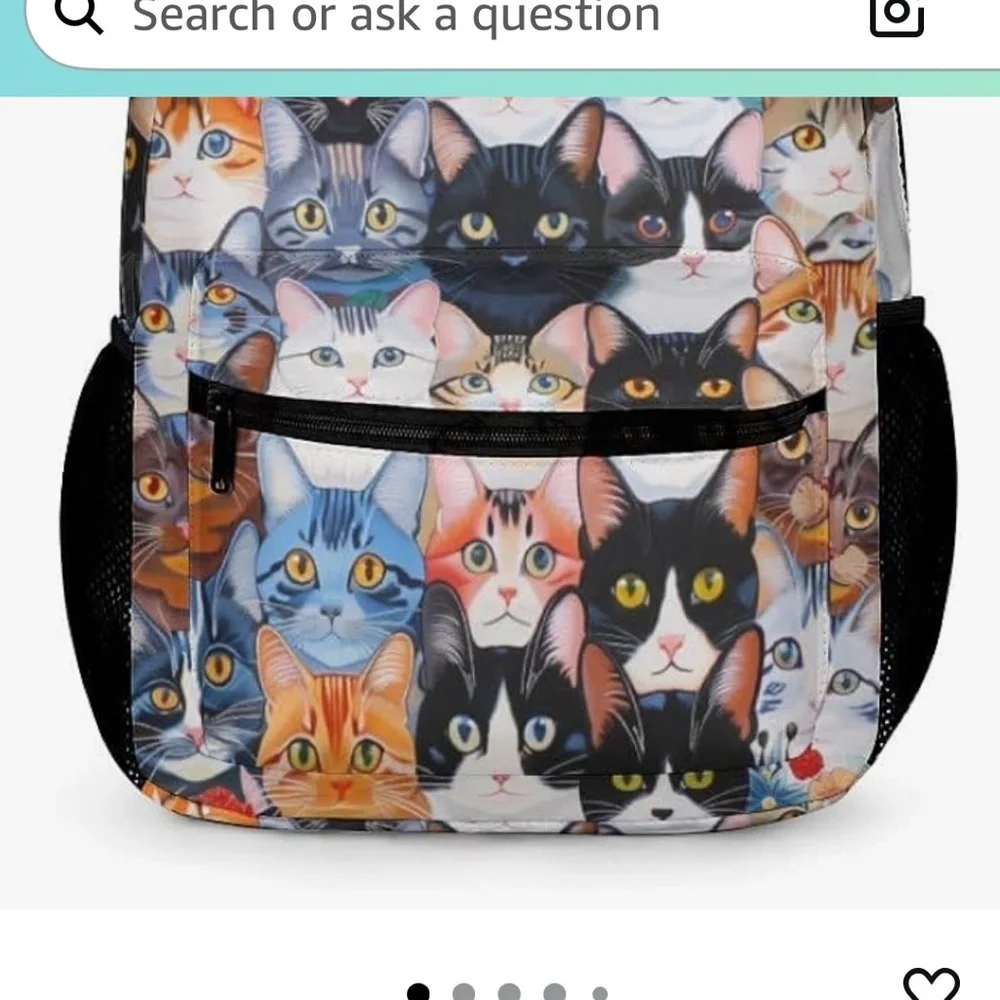 Colorful Cat Print Backpack - Picture 2 of 2